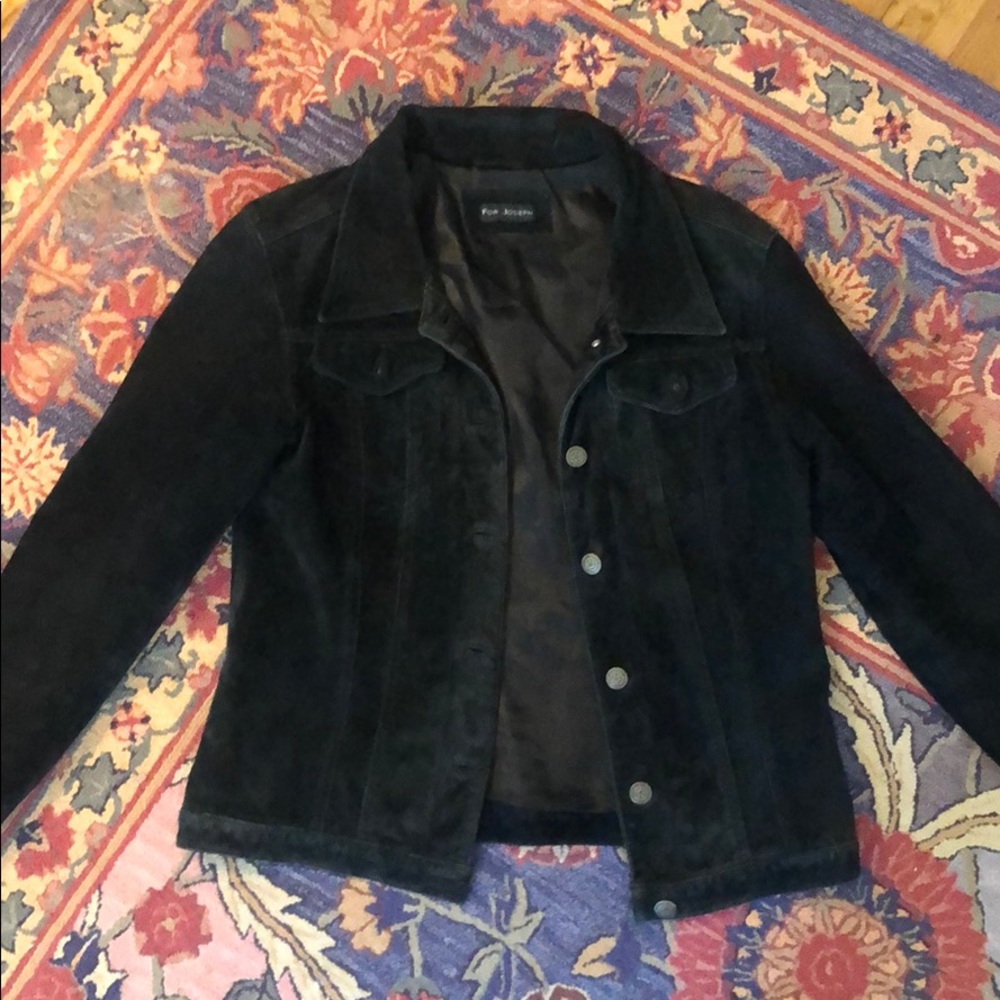 Vintage Black suede leather (denim jacket style)